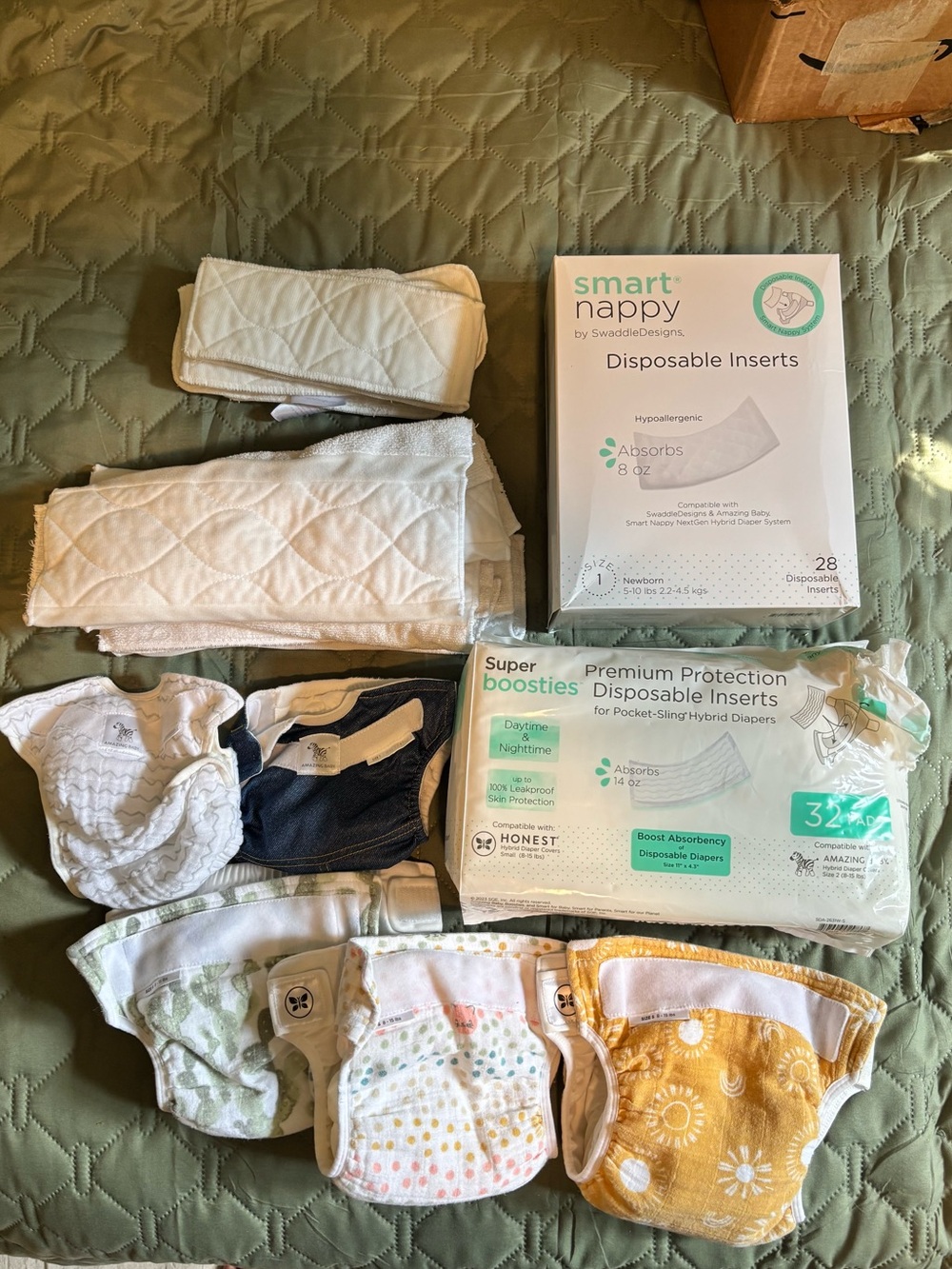 NEW-Honest Hybrid Cloth Diaper Covers + Disposable Inserts and newborn hybrids
